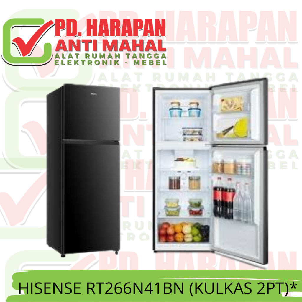 HISENSE RT266N41BN (KULKAS 2PT)*/LEMARI ES/LEMARI PENDINGIN/KULKAS 2 PINTU