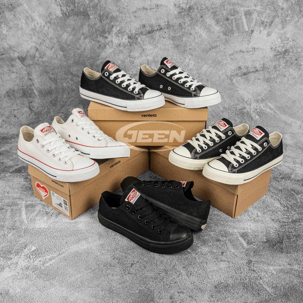 Jeensneakers 100% ORI Sepatu Ventela Ethnic Low Original Hitam / Natural