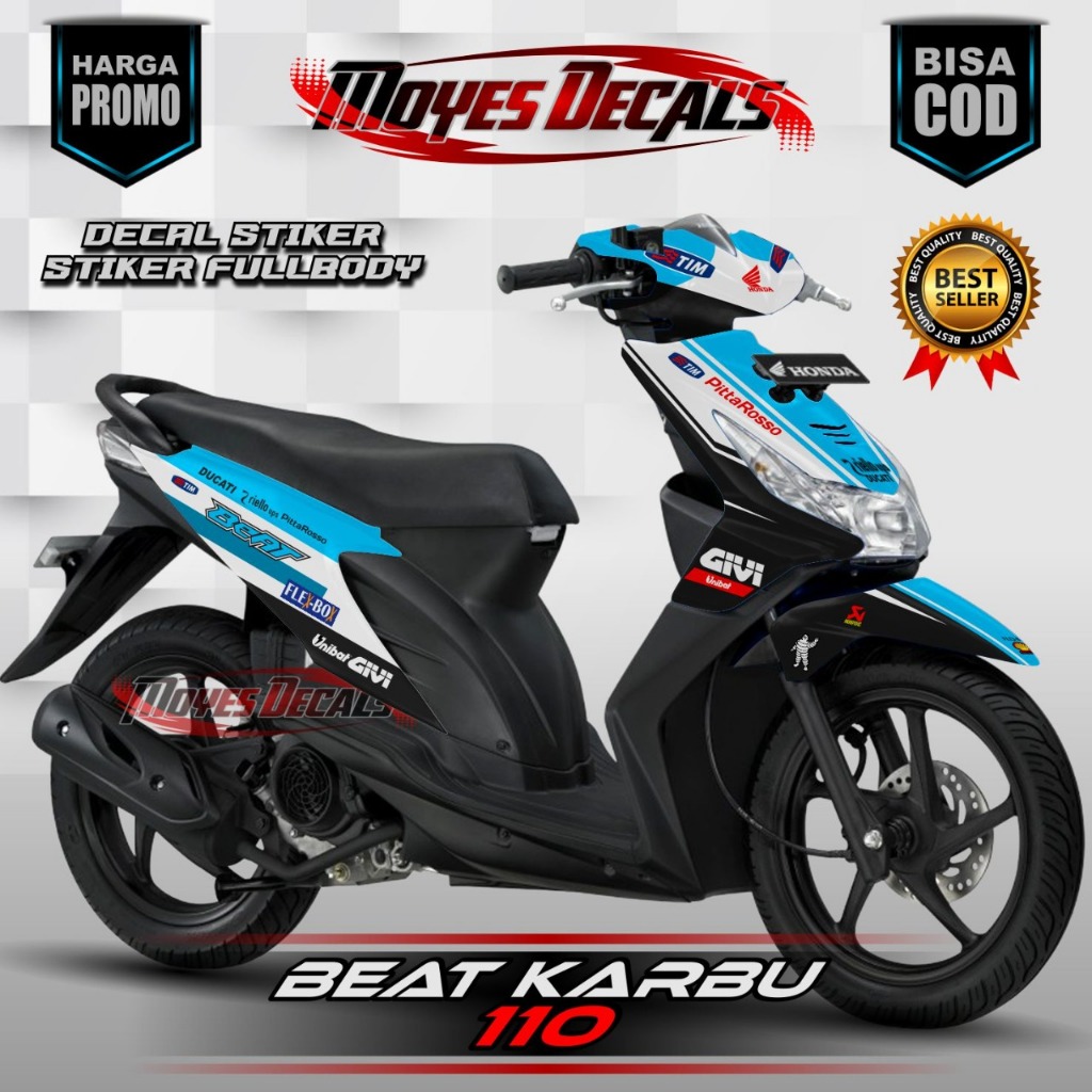 Decal Motor Beat Karbu - Stiker Motor Beat Karbu Fullbody Premium - Variasi Motor Honda Beat Karbu G
