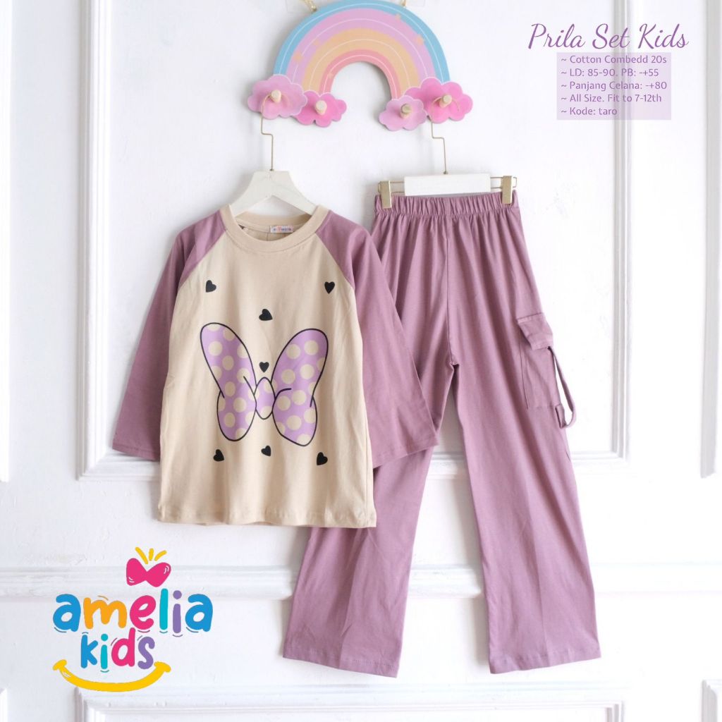 Setelan Anak Perempuan Umur 7 Tahun - 12 Tahun, Prila Set Kids by Amelia Kids Solo
