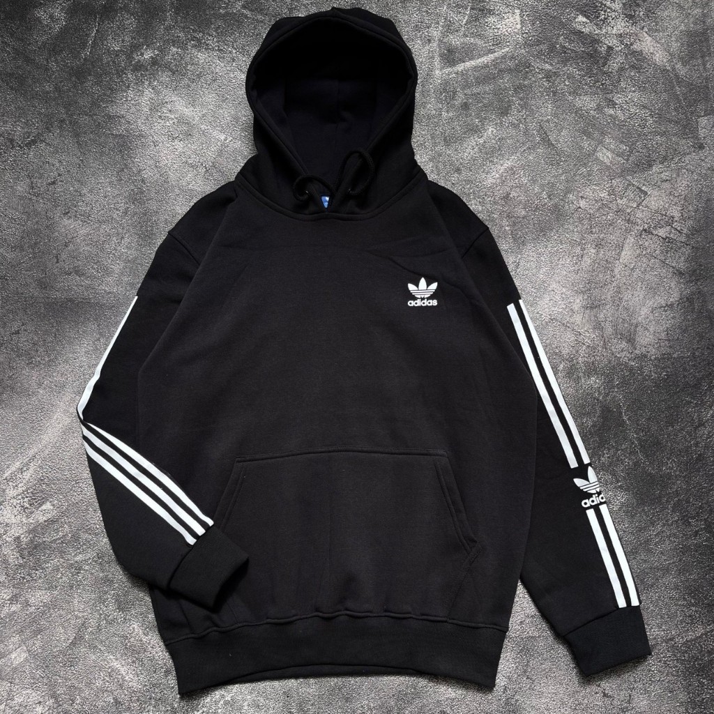 Hoodie Adidas Small Logo 3 Stripe Full Tag Wos Sweater Hoodie Adidas Pria Wanita
