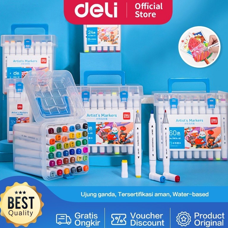 

KODE V6H7 Deli Sketch Marker Waterbased Marker Spidol Sketsa Double Tip 12 hingga 8 Warna 7816