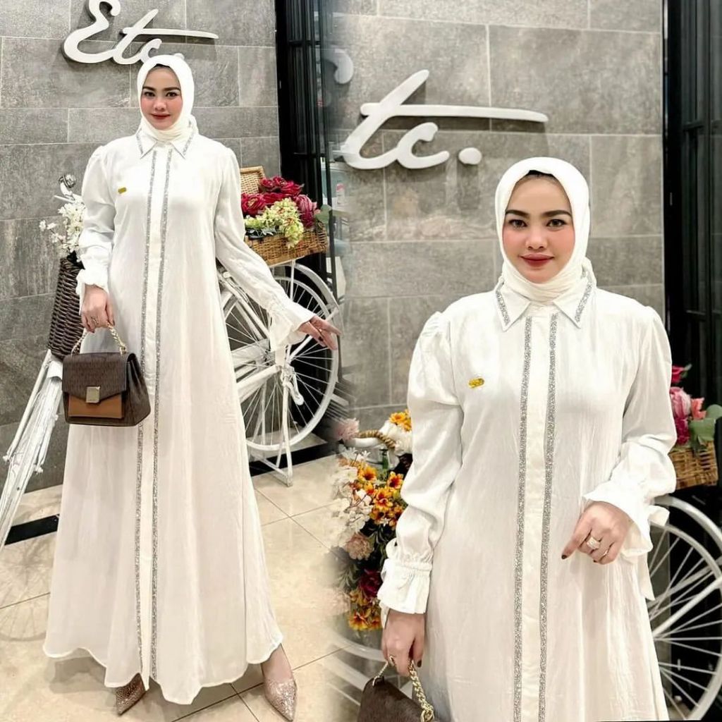 GAMIS AULIA SET HIJAB Baju Gamis Terbaru 2024 Plus Jilbab Phasmina Remaja Gamis Putih Ibu Ibu Model 
