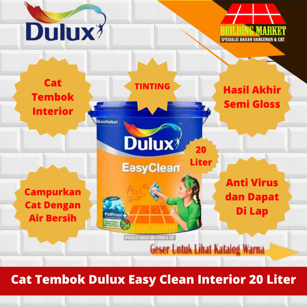 CAT TEMBOK TINTING DULUX EASY CLEAN INTERIOR 20 LITER