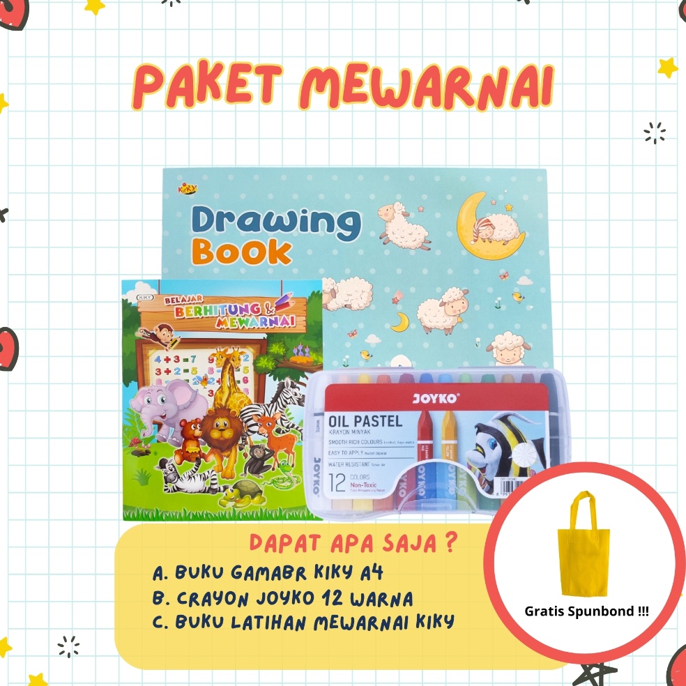 

KODE W4B5 Paket Mewarnai Coloring Bundling Set Gift Kado Anak Hampers Aesthetic Set 3 in 1 GoodieBag