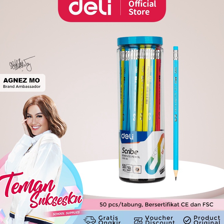 

KODE L8Q Deli Pensil 2B dengan penghapus 5 pcstabung sudah di raut EU516