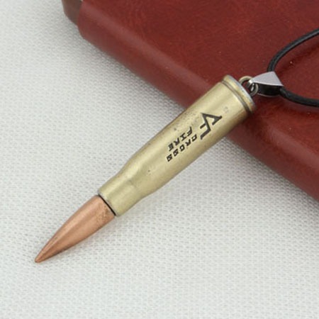 Kalung Selongsong Pluru / Liontin Kalung Motif Pelor Imitasi Sintetis Anti Karat Unik Keren / Bullet
