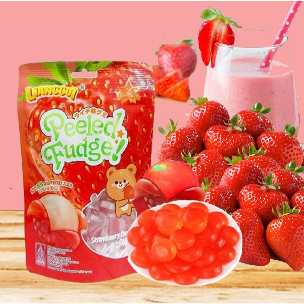 

Permen Viral PEELED FUDGE Strawberry LIANGGUI Stroberi Jeli Lunak Aneka Rasa Gummy Fruit Jelly
