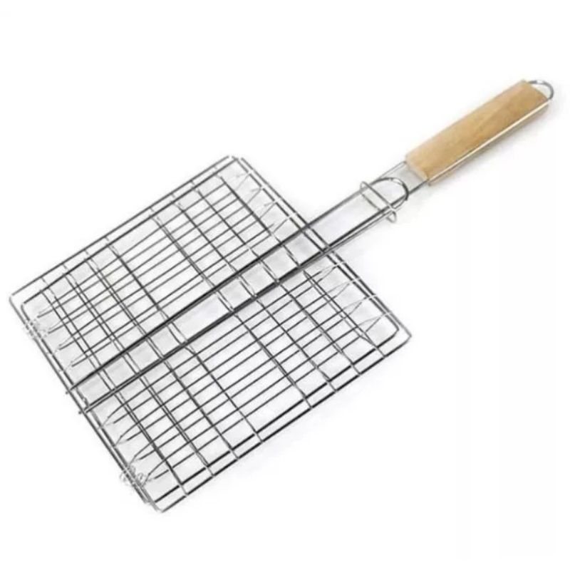 PANGGANGAN JEPIT GAGANG KAYU / Panggangan Stainless / Panggangan Capit / Alat Panggang Jepitan