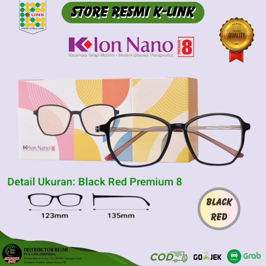 KACAMATA K ION NANO PREMIUM 8 𝟏𝟎𝟎% 𝐎𝐑𝐈𝐆𝐈𝐍𝐀𝐋 𝐊-𝐋𝐈𝐍𝐊 TERAPI KESEHATAN MATA MINUS - BLACK RED