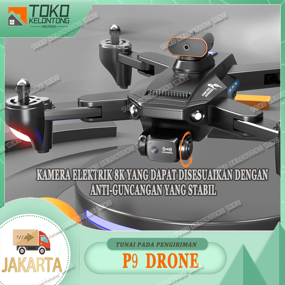 （COD）Drone kamera jarak jauh，P9 drone camera 8K rc drone pesawat remote control drone gps Motor Tanp