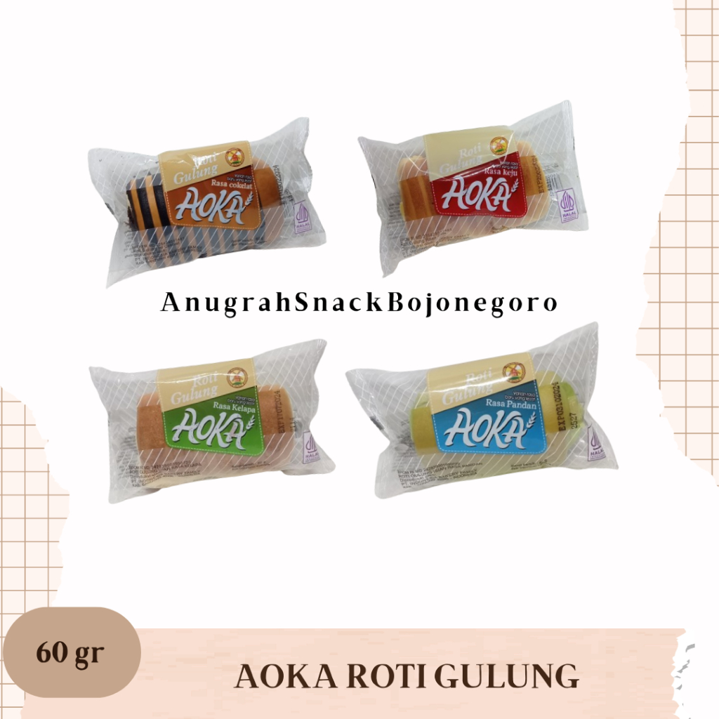 

Aoka Roti Gulung 60gr (Cokelat / Keju / Kelapa / Pandan)