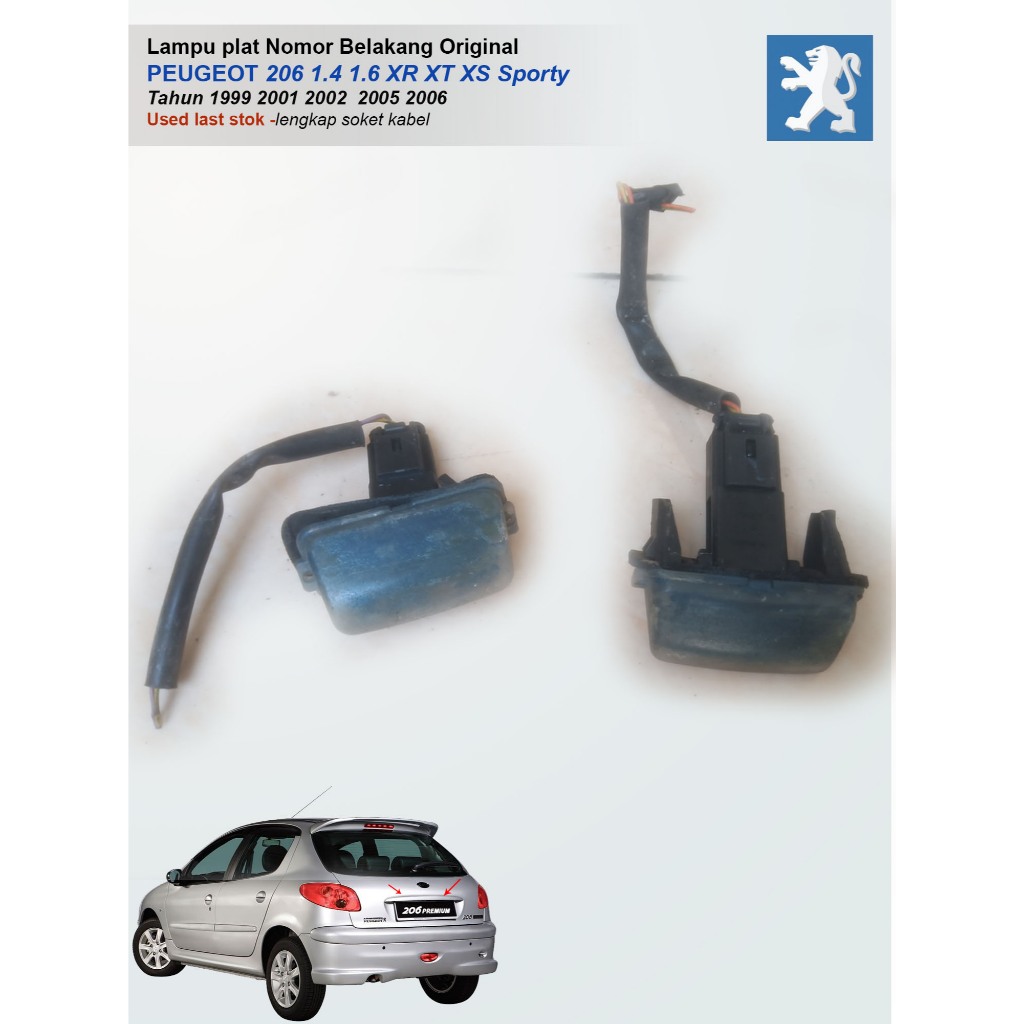 Lampu plat Nomor Belakang Original PEUGEOT 206 1.4 1.6 XR XT XS Sporty