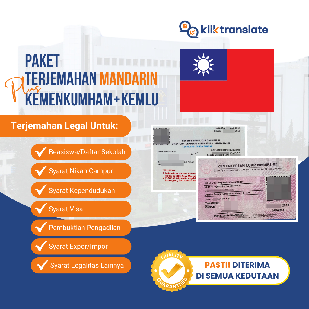 PAKET TERJEMAHAN BAHASA MANDARIN TAIWAN DAN KEMENKUMHAM KEMLU SEMUA DOKUMEN