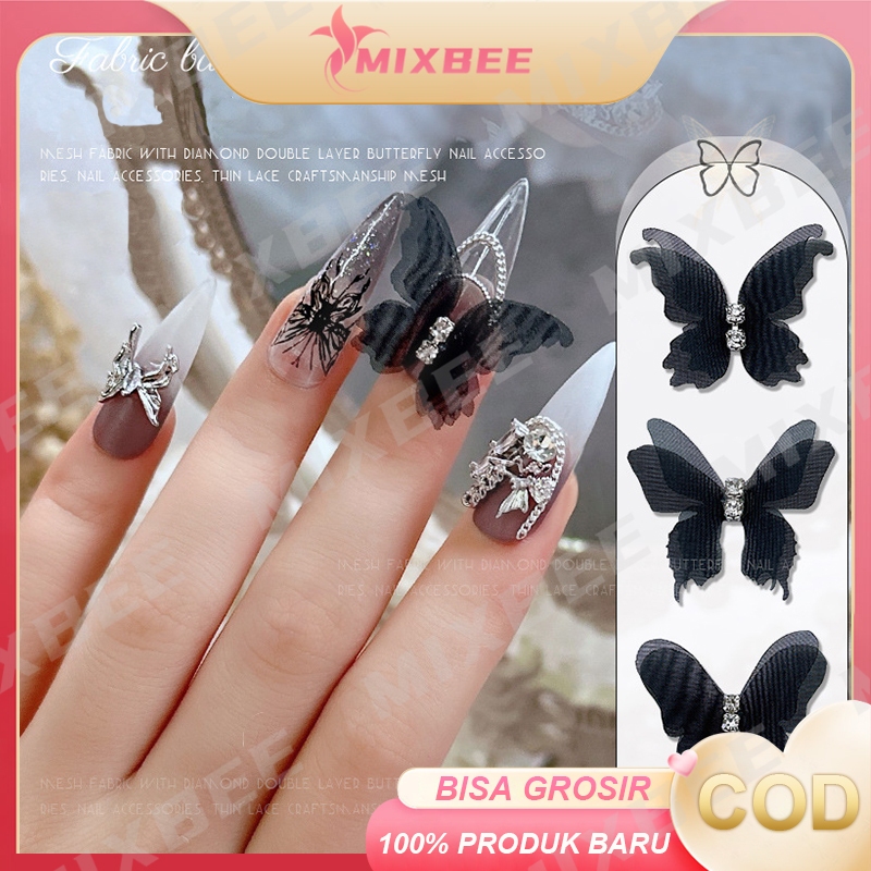 Aksesoris Kupu Kupu Tulle Charm Kuku Accessories Butterfly Hiasan Kuku/ Nail Payet 3D Resin Kuku Kup