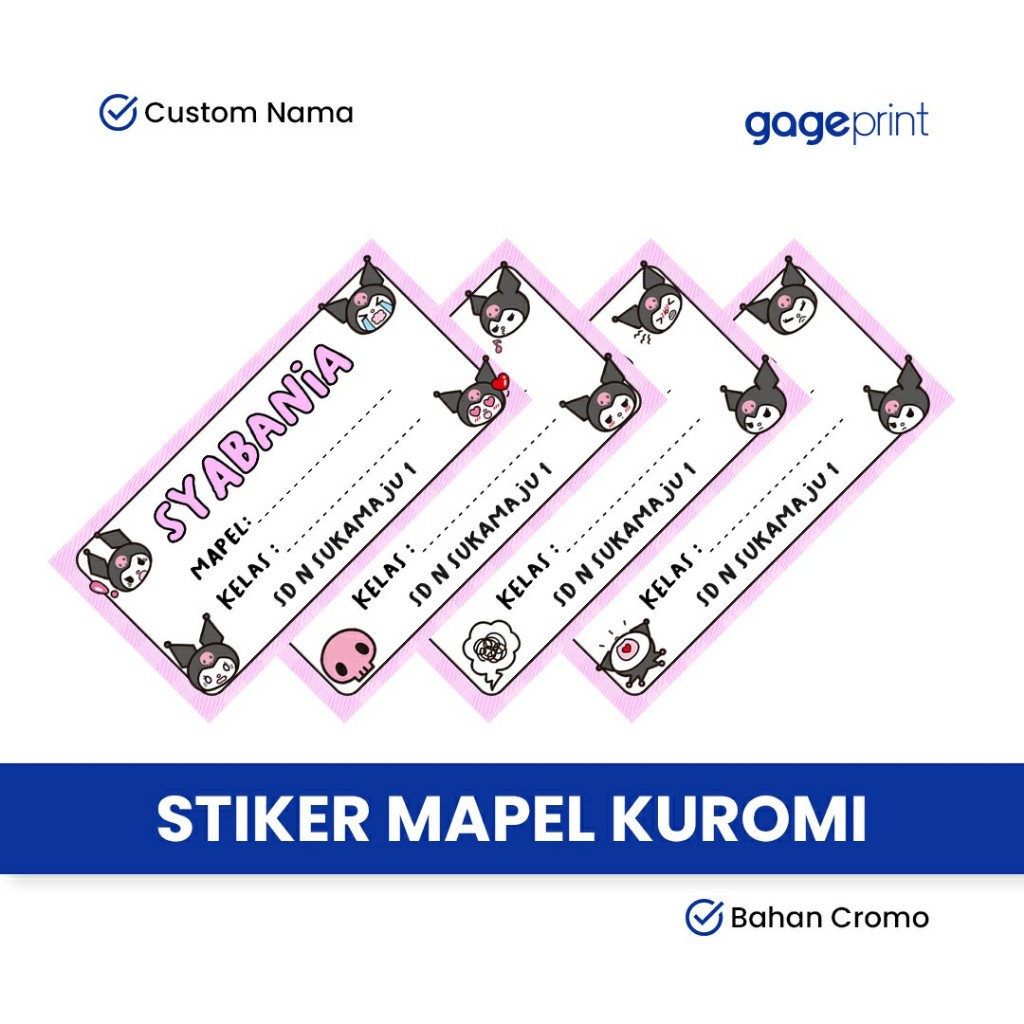 35 Stiker Mapel Kuromi - Label Buku Pelajaran Kuromi - Stiker Kuromi