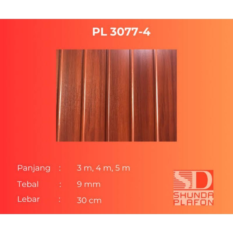 Shunda Plafon PVC Serat Kayu Merah PL 3077-4