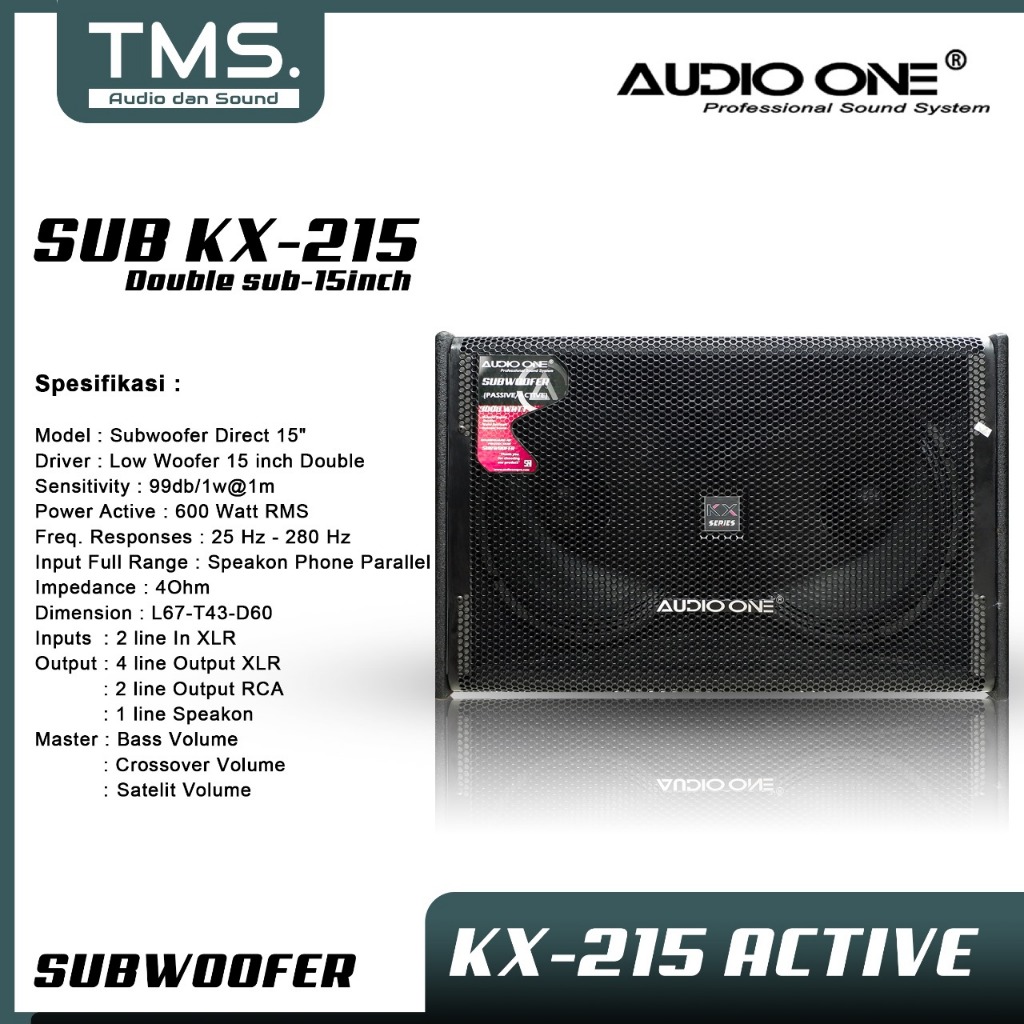 Subwoofer Active 15Inch speaker subwoofer Audio One KX-215 Double Subwoofer