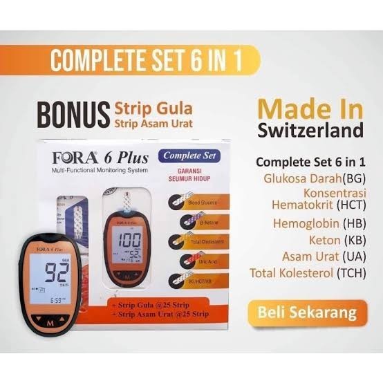 Fora Alat Cek Darah 6in1 Multi 6 Parameter Gula Kolesterol UA Keton HB