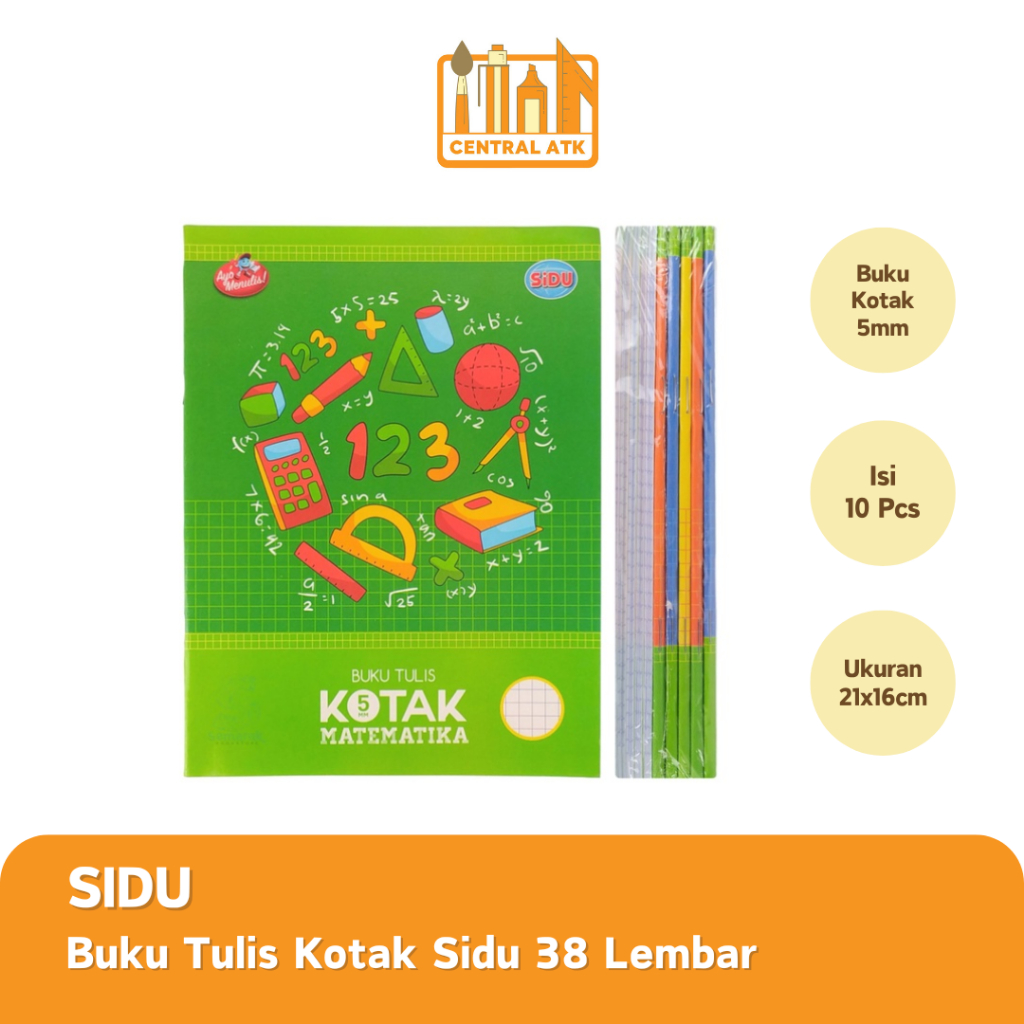 

BUKU TULIS STRIMIN | KOTAK KECIL 5MM 38 LEMBAR SIDU 1 PAK ISI 10 PCS