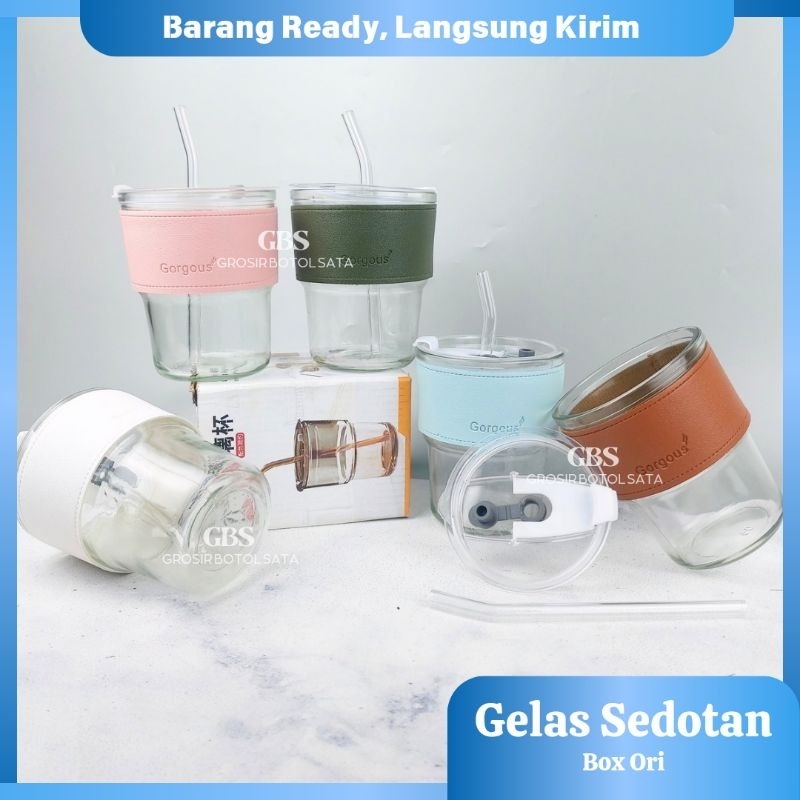 GELAS SEDOTAN BOX ASLI / GELAS KACA GORGOUS SEDOTAN / GELAS KACA SABUK