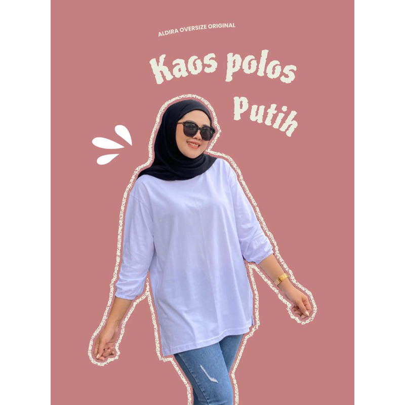 kaos atasan wanita polos putih oversize belah samping LD 120 / kaos polos putih / atasan baju putih 