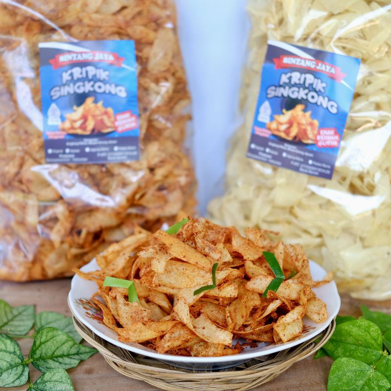 

Keripik Singkong Kriwil Paket Bulding Pedas Manis Daun Jerus Kemasan 500Gram