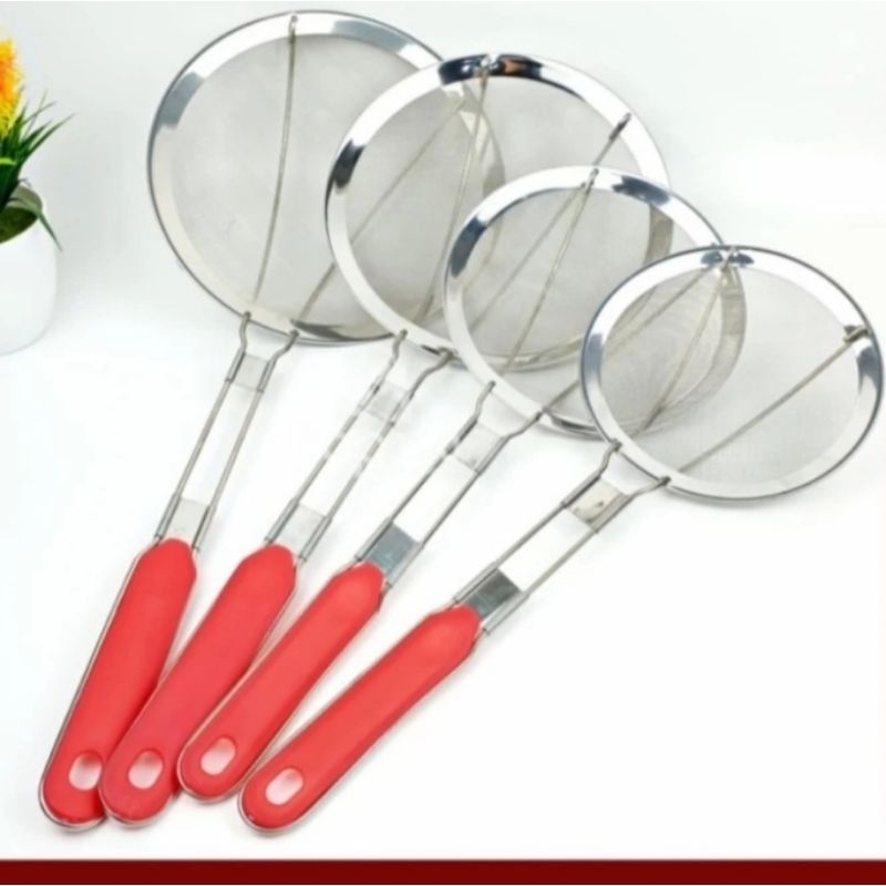 Saringan Minyak Halus Gagang Merah 20cm