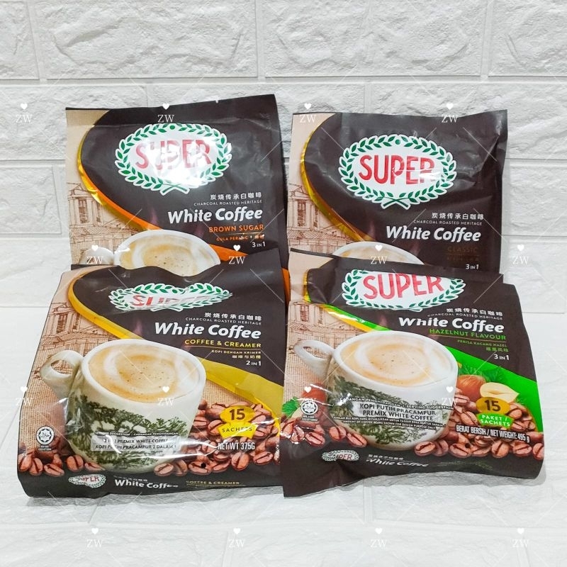 

Super White Coffee Charcoal Roasted Heritage Brown Sugar Classic Creamer Hazelnut