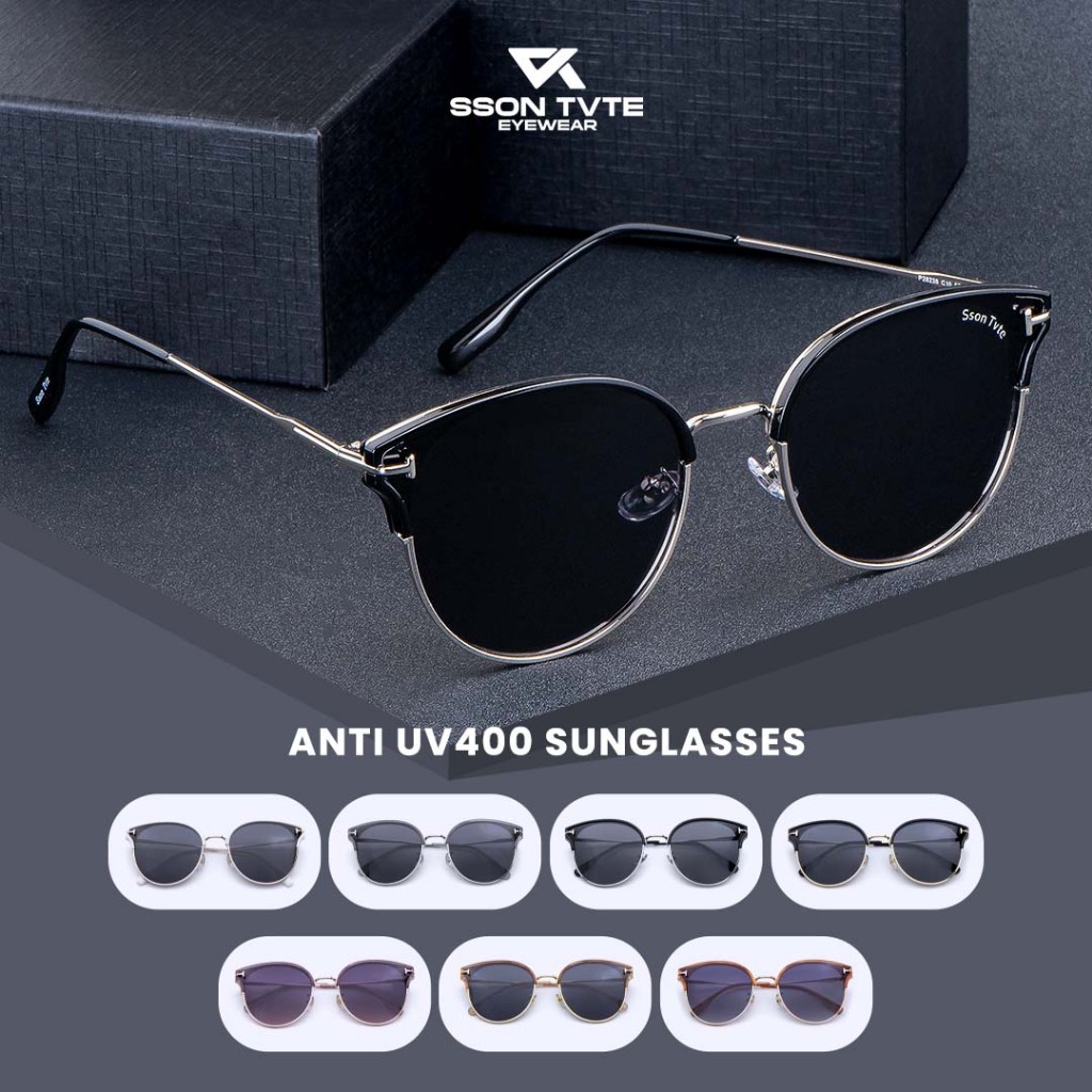 SSON TVTE Kacamata Hitam Cat Eye Metal Polarized Sunglasses Fashion Style Sunglasses Outdoor Pria Wa