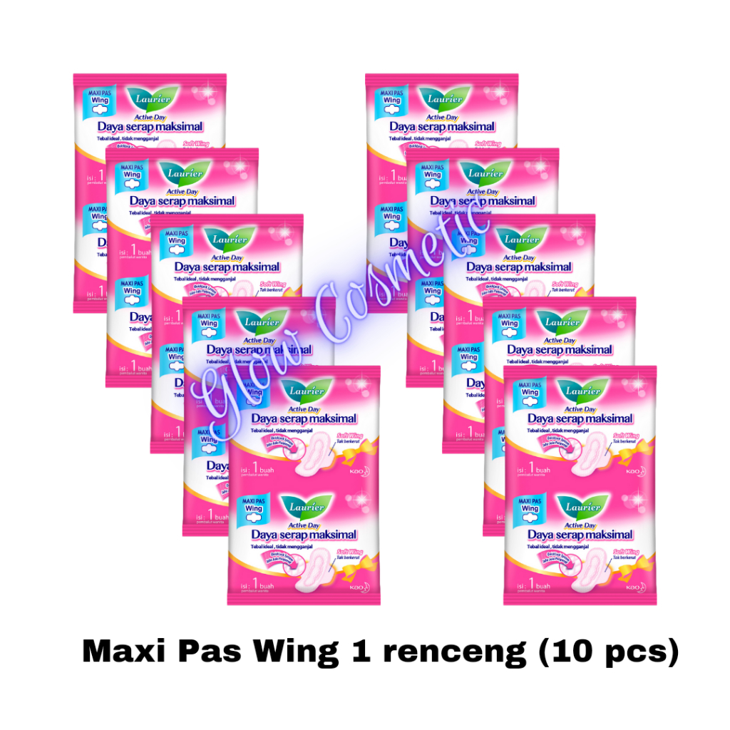 LAURIER Active Day Pembalut Wanita Renceng Non Wing/Maxi Pas Wing 10Pcs/Relax Night 30cm 10Pcs@isi 2