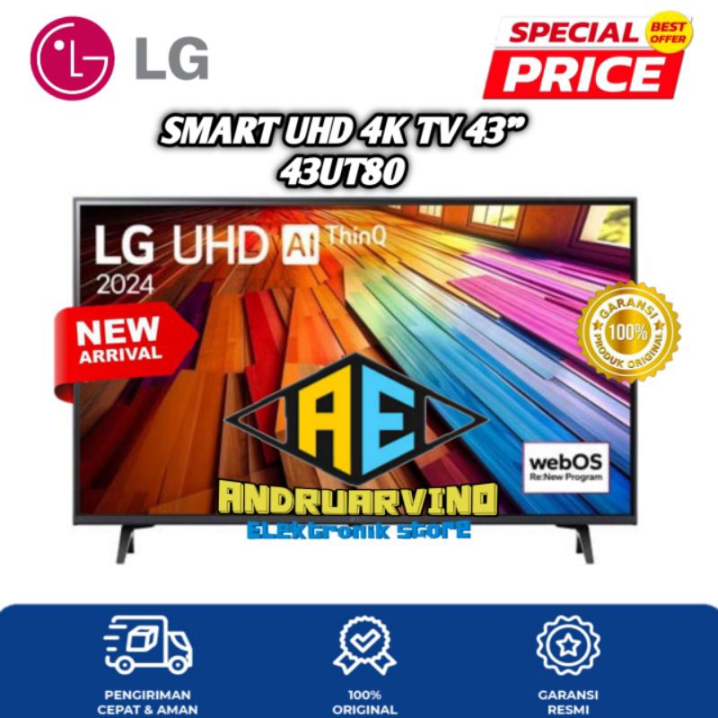 LG UHD SMART TV 43 INCH 43UT8050PSB UHD 4K SMART TV GARANSI RESMI