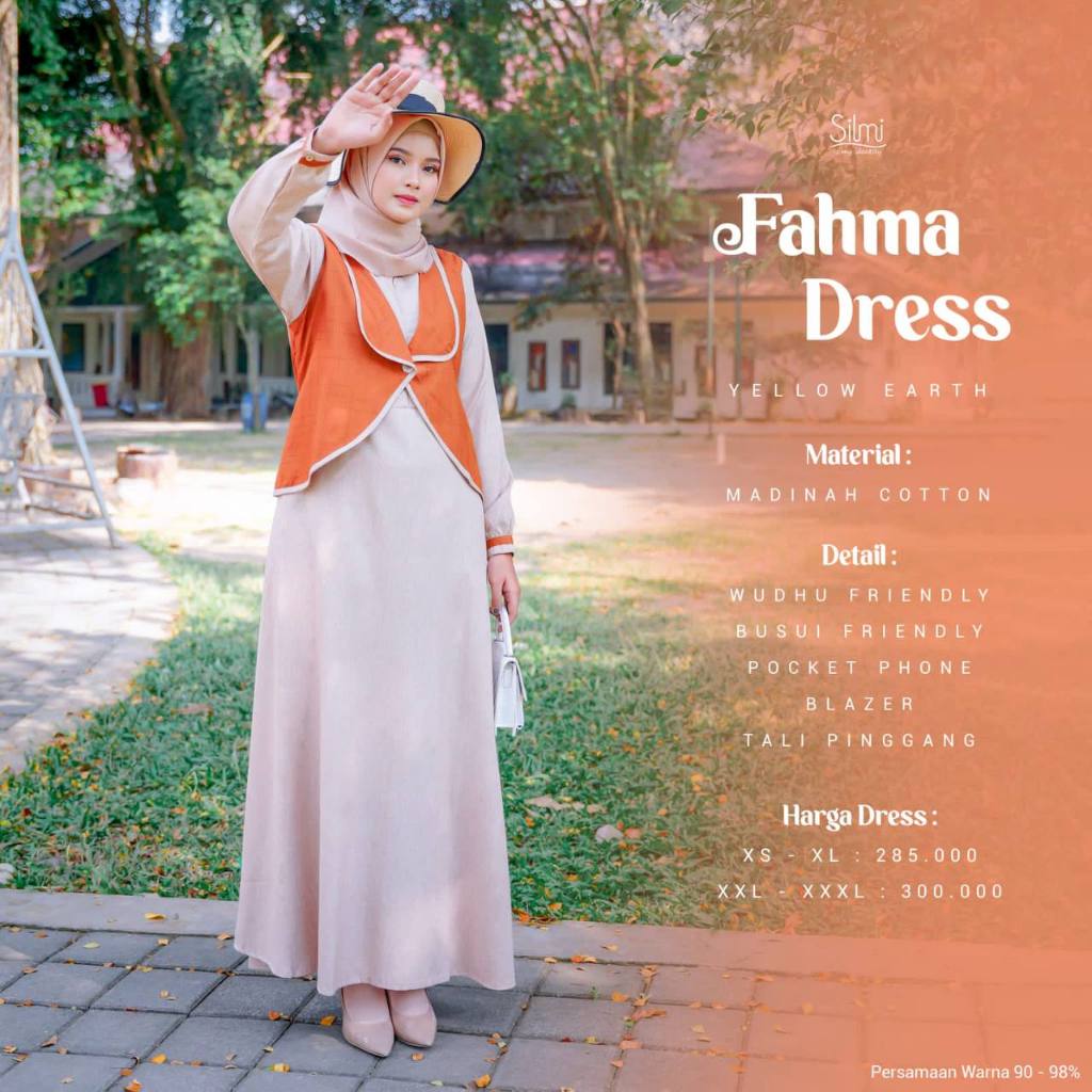 GAMIS FAHMA ORIGINAL SILMI FASHION DRESS BAJU BUSANA MUSLIM WANITA BUSUI BAHAN KATUN COTTON TOYOBO M