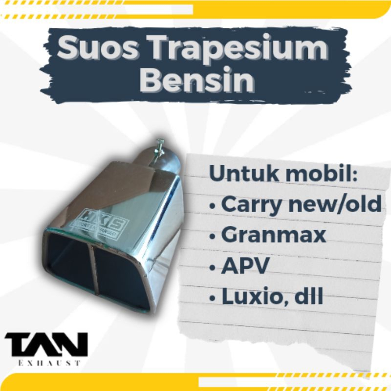 Knalpot Suos Trapesium All Mobil Bensin || Mobil Carry, Granmax, APV, Calya, Luxio, dll