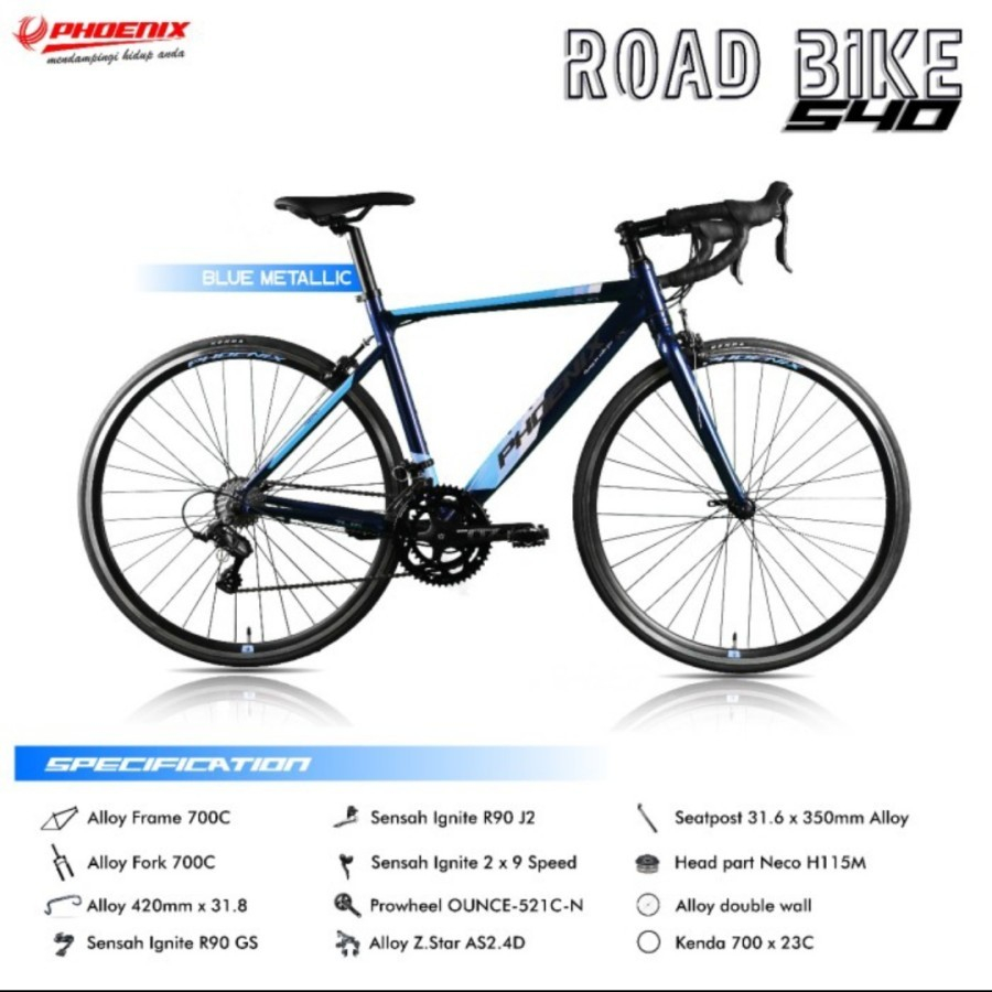 [NEW] Sepeda Balap Roadbike PHOENIX 540 Frame Alloy 2x9 Speed 700C
