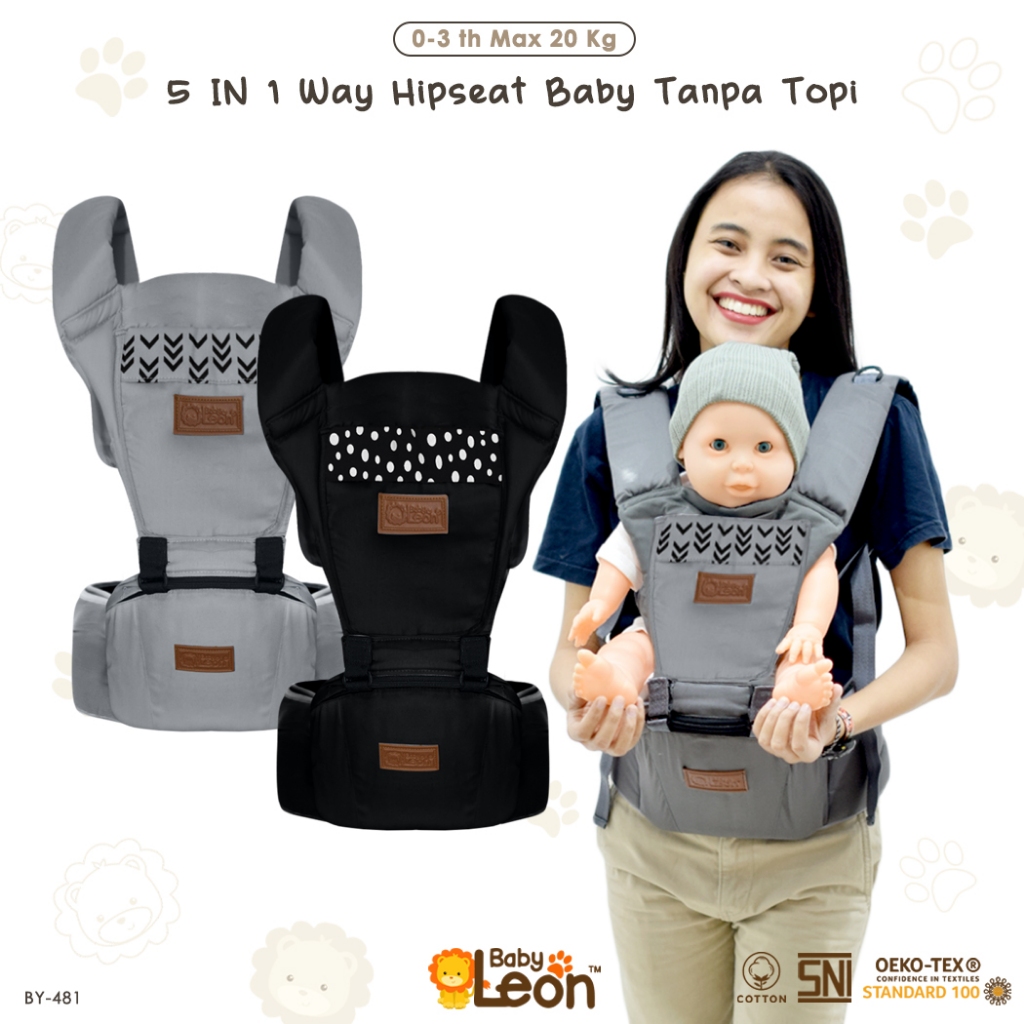 BABYLEON Gendongan Bayi 0-3Th 5in1 Way Gendongan Hipseat Bayi Tanpa Topi BY-481 Gendongan Bayi Model