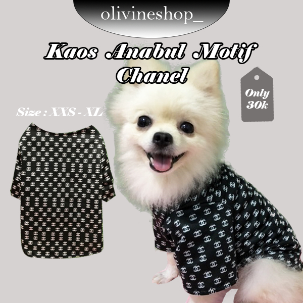 BAJU KAOS ANJING KUCING MOTIF CHANNEL HITAM PUTIH PREMIUM