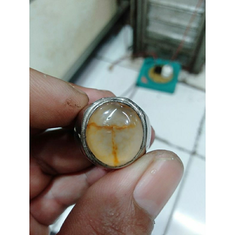 cincin batu akik Sulaiman motif huruf T natural top quality