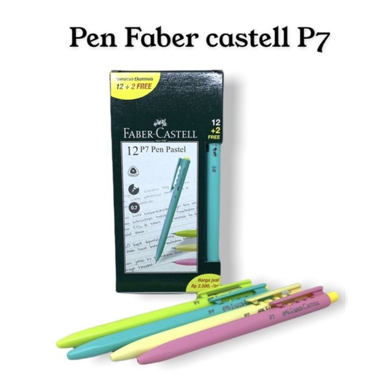 

KODE A6F9 Faber Castell Pulpen P7 Ballpoint P7 Pastel 7 mm black Ink 1 pack Isi 12 pcs