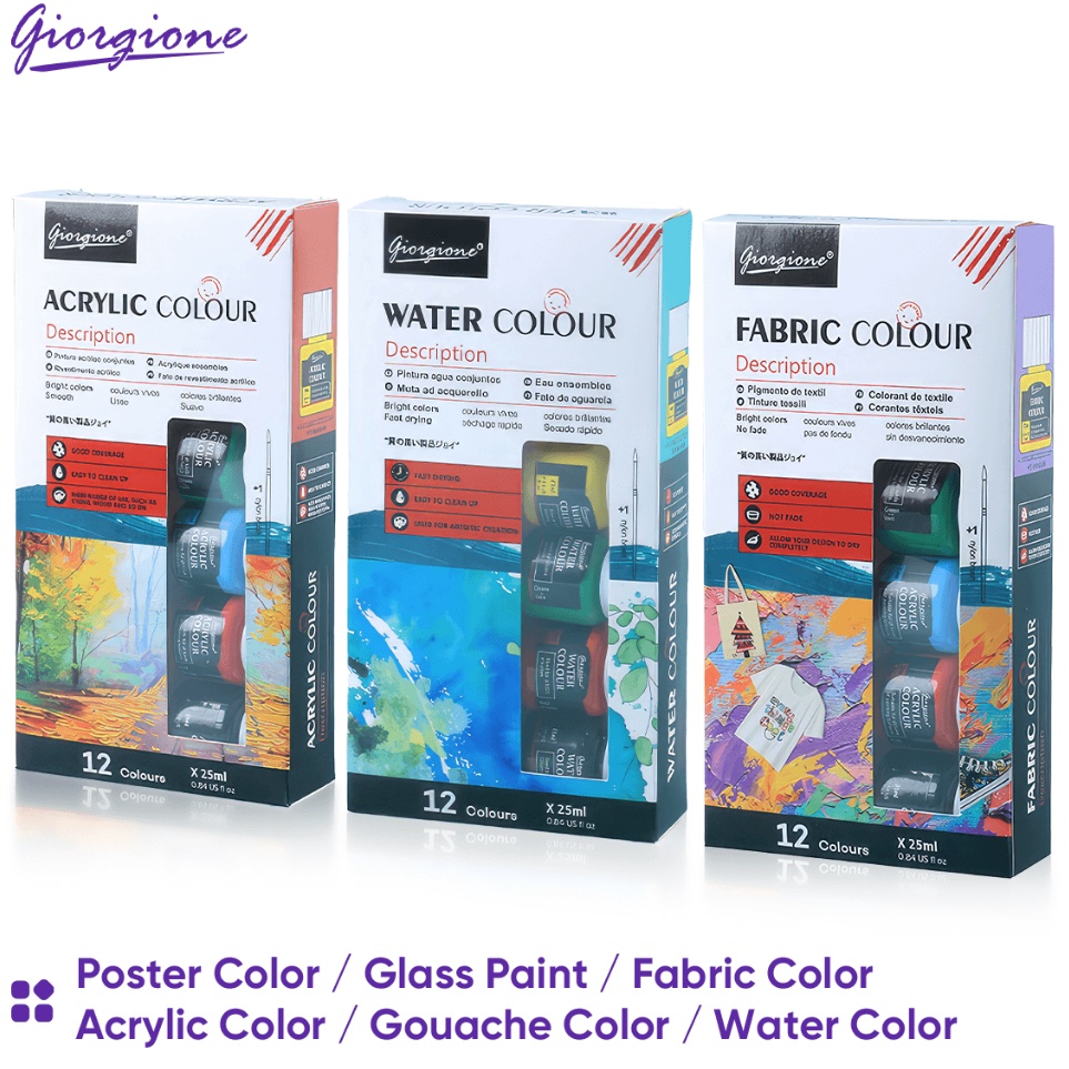 

KODE E2V Giorgione Pigmen Set Paint Set Cat AirCat GuasCat AkrilikPigmen KacaPigmen tekstilCat iklan 25ml 612 Warnas