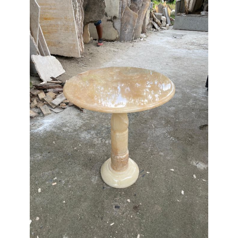 Meja Teras Meja Kopi Meja Dekorasi Meja Estetik Batu Onyx Bulat