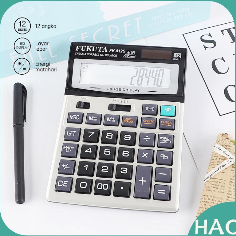 

KODE G7W6 Kalkulator FK912S Energi Matahari 12 Digit Kalkulator Electronik Kakulator Dagang Besar Alat Hitung Calculator Check FUKUTA