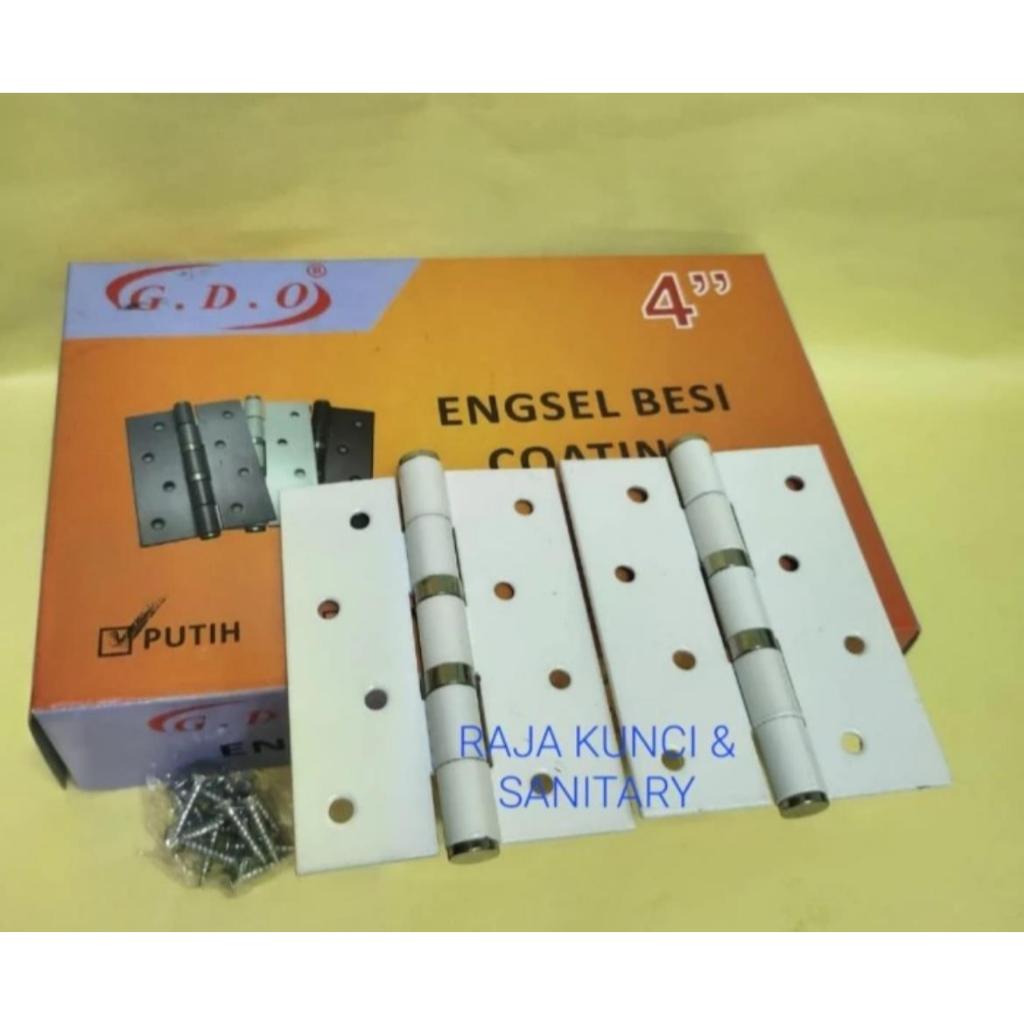 Engsel Pintu Besi Coating 3" , 4" inch GDO Putih / Engsel Besi 3" ,  4" Putih GDO