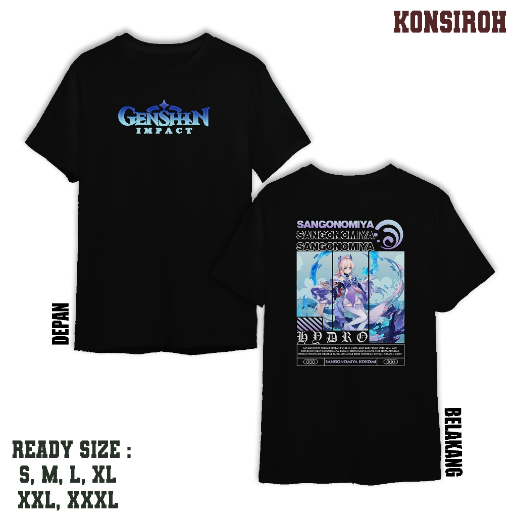 KAOS DEWASA - GENSHIN IMMPACT SANGONOMIYA KOKOMI - KAOS KOKOMI HYDRO - KAOS PREMIUM DEWASA - BAJU UN