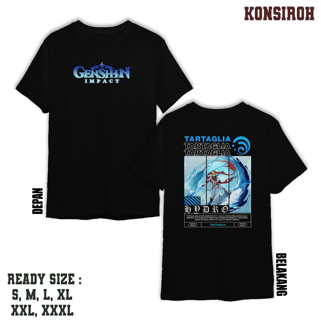 KAOS DEWASA - GENSHIN IMMPACT TARTAGLIA - KAOS TARTAGLIA HYDRO - KAOS PREMIUM DEWASA - BAJU UNTUK PR