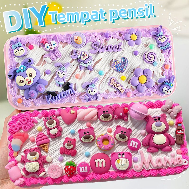 

DIY Deco Cream KitTetapkan Kotak PenTempat pensil menghias Deco Cream Clay Kotak Stationery Pake Handmade KODE N3H5