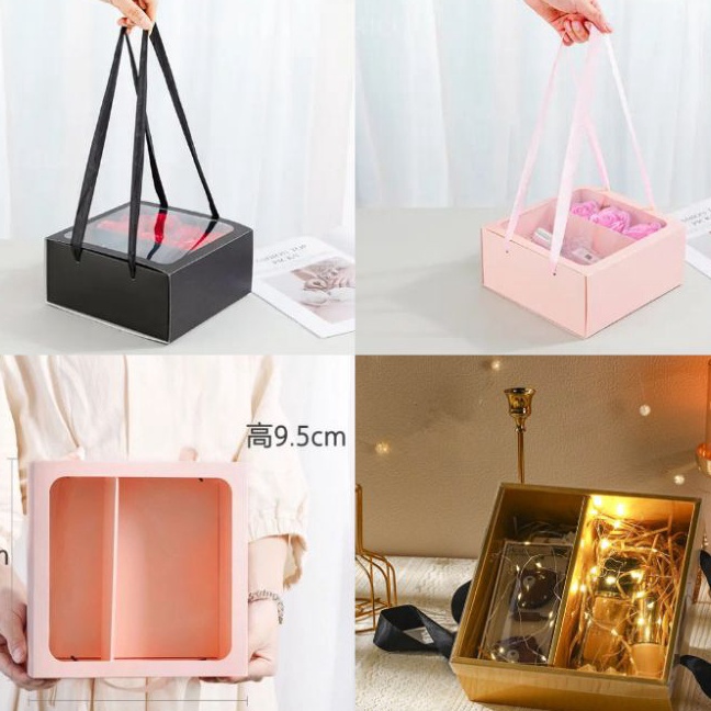 

HJ6 PREMIUM Hampers Gift box Goodie Bag Kotak Kado Box Hampers Korean Folding Square Flower Box