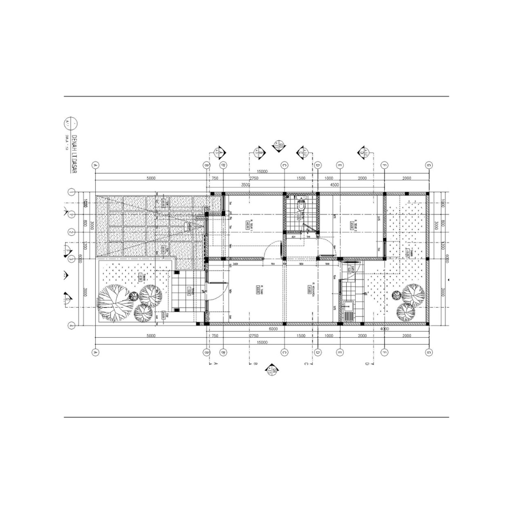 

gambar autocad rumah 6X7.5 luas 45m2