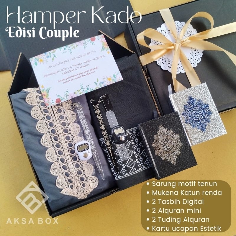 AKSABOX Hampers Wedding Kado Pernikahan Gift Box Couple Set Alat Ibadah Mukena Sarung dan Handuk Cou
