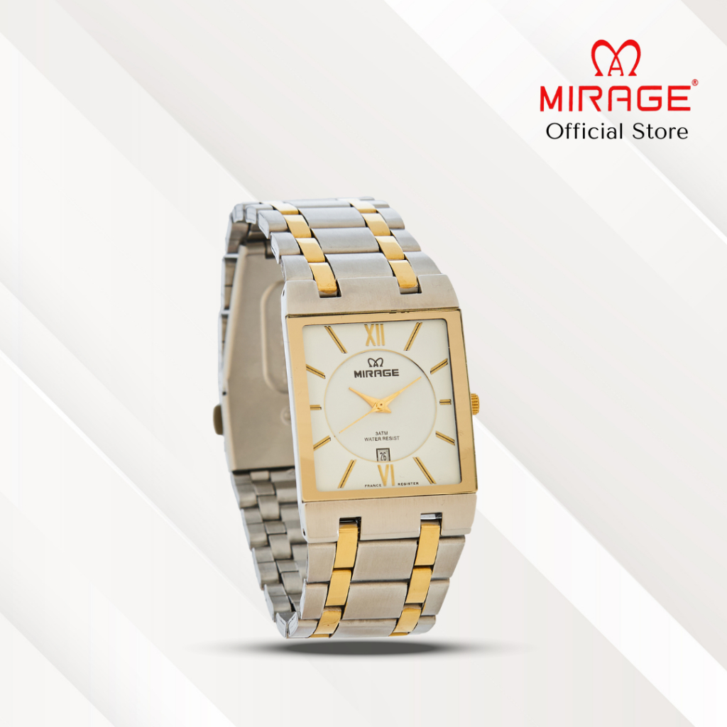 Mirage Jam Tangan Pria Analog 7908 M Silver Gold Original Stainless